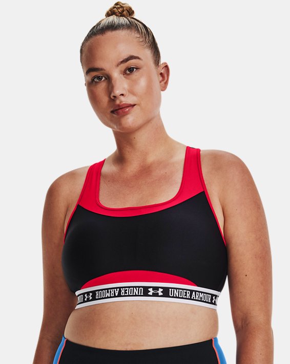Women's Armour® Mid Crossback Block Sports Bra in Red image number 4